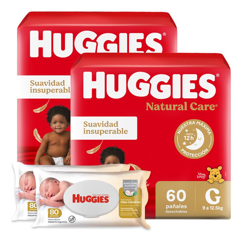 Huggies Supreme Care Pack X 2 + Toallas Oleo Calcareo 80 X 2