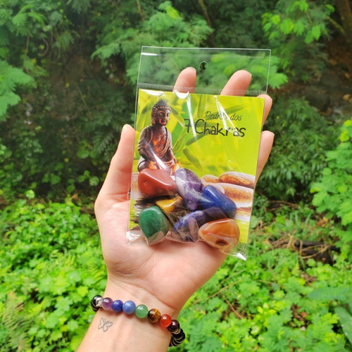 Kit 7 Chakras Pedra Rolada Natural Equilíbrio Energia Reiki