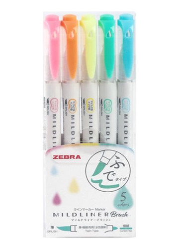 Zebra Mildliner Brush Pen - Fluorescent Set