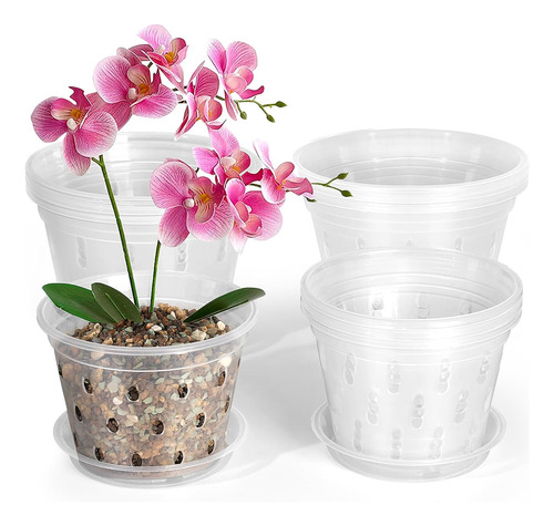 Maceta De Orquídea Con Platillo De 5 Pulgadas