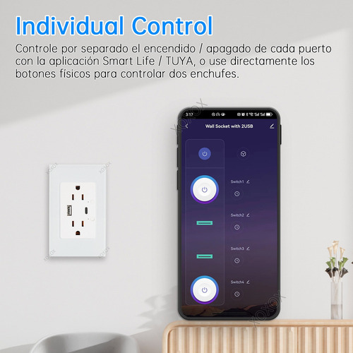 Tomada De Parede Wifi Inteligente Com Carregador Tipo Cy