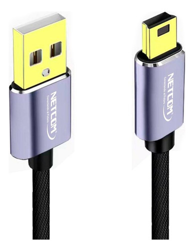 Cable Usb 2.0 A Mini Usb V3 5 Pins 480mbps Nylon Netcom 1.8m