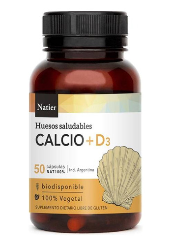 Calcio + D3 Natier Huesos Saludables Apto Vegano 50 Caps