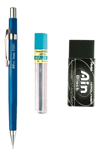 Lapiseira Pentel Sharp P207 Azul 0,7 Com Grafite E Borracha