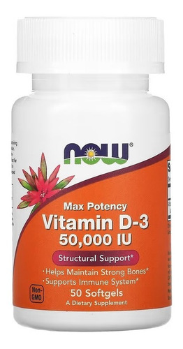 Now Foods Vitamin D-3, 50,000 Iu, 50 Softgels Sfn