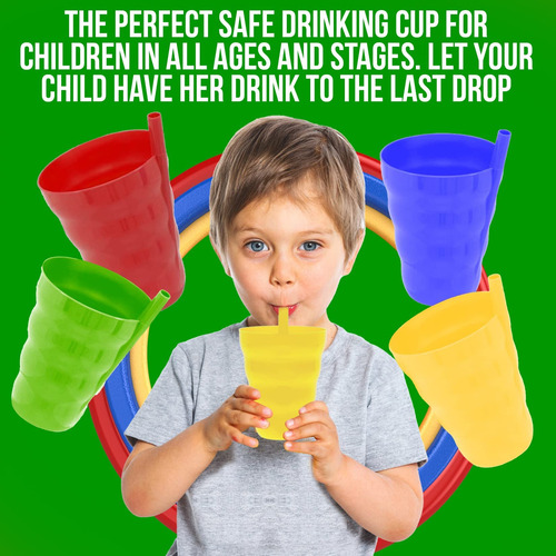 Vasos Con Pajita De Plástico Para Niños, Varios Colores, 4 U