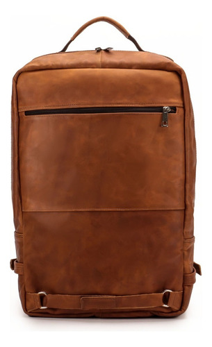 Mochila De Couro Legítimo Alternative Mochila Para Viagem Cor Eucatex Caramelo