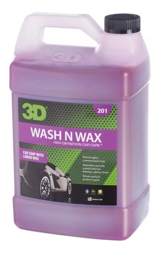 Imagen 2 de 9 de 3d Wash N Wax Shampoo Ph Neutro Con Cera 4 Lts - Allshine