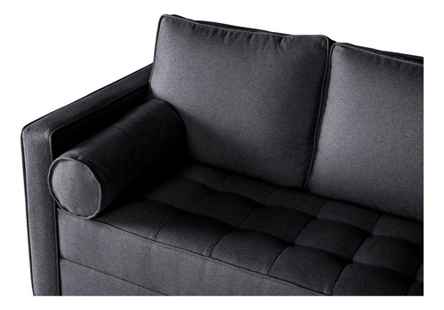 Sala Modular Esquinera De Lino Modelo Cerati Makora Color Gris Oscuro