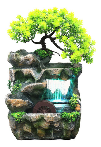 Fonte De Água Interna Com Luz Colorida 110v Mini Cascata