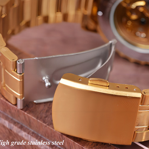Relógios Automáticos De Aço Inoxidável Winner Hollow Out Cor Do Fundo Dore Gold