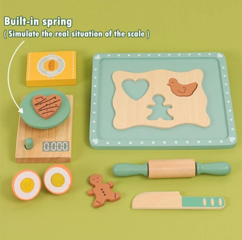 Juguete De Repostería 10pzs De Madera, Estilo Montessori