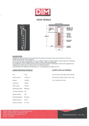 Electrodo Activo De Grafito Para Puesta Tierra Y Pararrayos