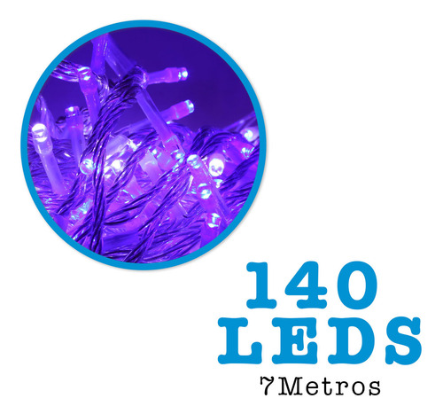 3 Series Navidad 140 Luces Led 7 Mts Morado 8 Tiempos