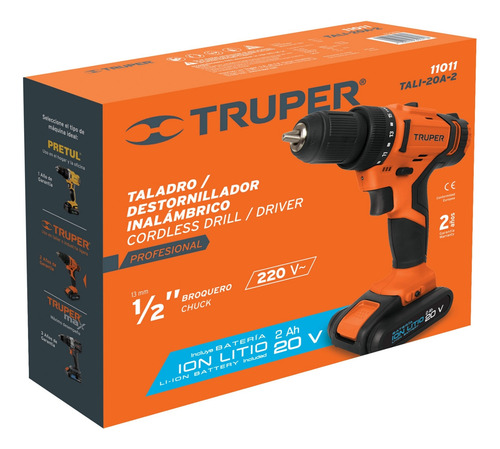 Taladro Percutor Inalámbrico 20v 2 Funciones 1/2 220v Truper