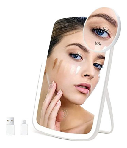Asd Espejo Maquillaje Con Luz Led Y Espejo Pequeño 10x