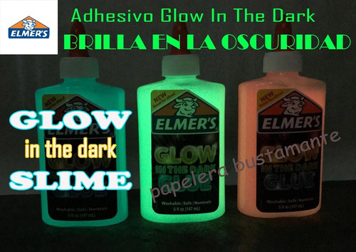  Elmers Glow In The Dark Slime Brilla Oscuridad Glue X 3unid