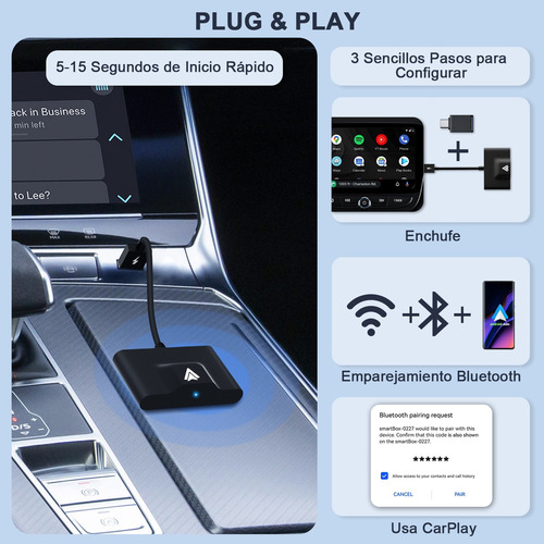 Adaptador Inalámbrico Carplay Para Android Auto Plug & Play