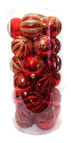 Set 30 Bolas De Navidad Rojo 8cm