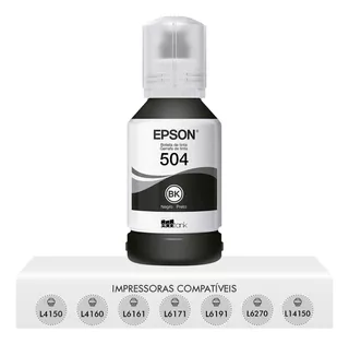 Refil Preto De Tinta T504 Epson L4150, L4160, L6161, L6171, L6191