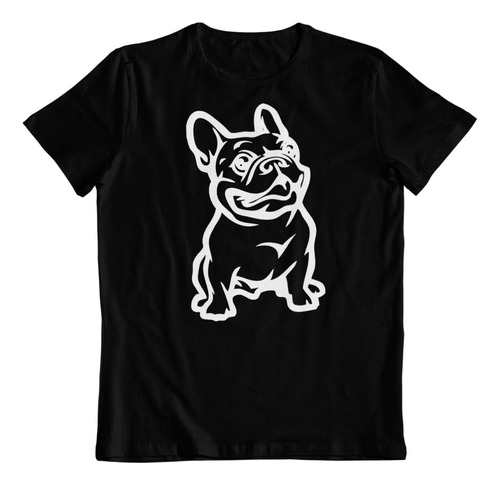 Dtf - Polera Algodon - Perro Bulldog Frances En B/n