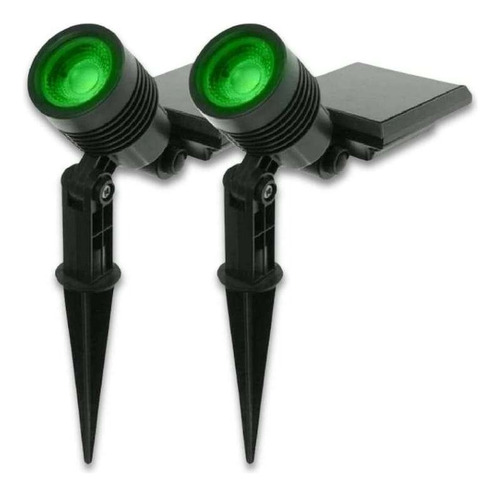 Kit 2 Pinchos Solares Luminaria Jardin Luz Led Verde