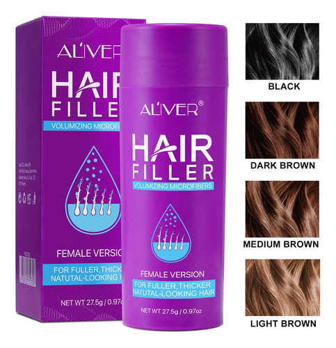 Fibras Para Cabello Aliver 27.5g Marrón Oscuro Volumen