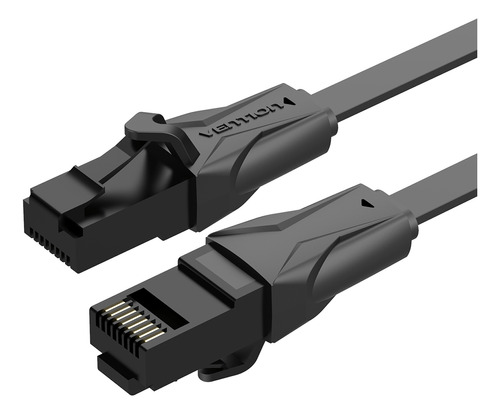 Cable De Red Vention Cat6 Certificado - 3 Metros Plano Ultra Fino Y Liviano  - Premium Patch Cord - Utp Rj45 Ethernet 10gbps - 250 Mhz - Cobre - Pc - Notebook - Servidores - Negro - Ibabi