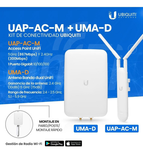 Imagen 2 de 7 de Kit Access Point Uap-ac-m + Antena Direccional Uma-d