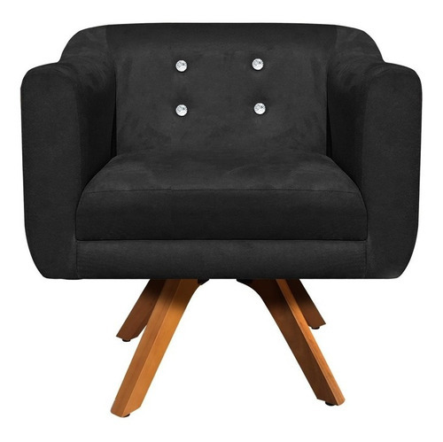 Kit Namoradeira E 2 Poltronas Giratória Julia Suede Preto