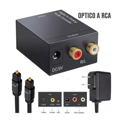 Convertidor Audio Óptico Digital Toslink A Analogico Rca