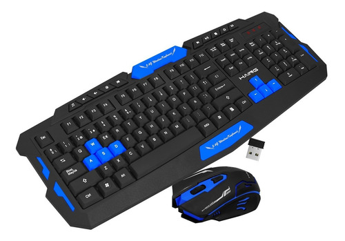 Imagen 1 de 10 de Kit Mouse Y Teclado Inalambrico Gamer 1600dpi Pc Laptop Usb