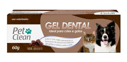 Pasta Dental Creme Gel Dental Cães Gatos Sabor Chocolate 60g
