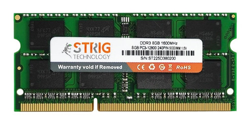 Imagen 2 de 3 de Memoria Ram Ddr3 8gb Strig Sodimm 1600 Mhz 1.5v