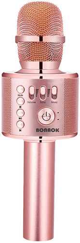 Microfono Inalambrico Bluetooth Wireless Bonaok. Rosa