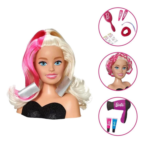 Barbie Busto Cabeleireira Penteados C/ Secador + Acessórios 