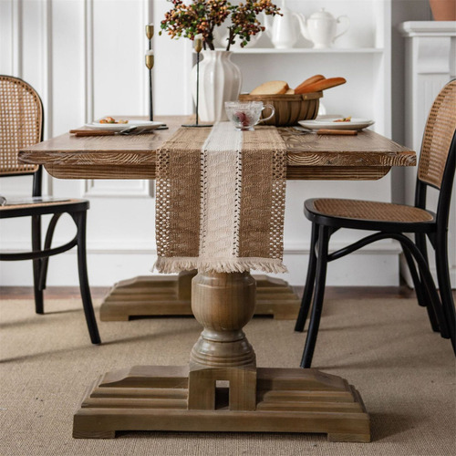 Mantel De Mesa Bohemio Y Rústico Con Flecos Para