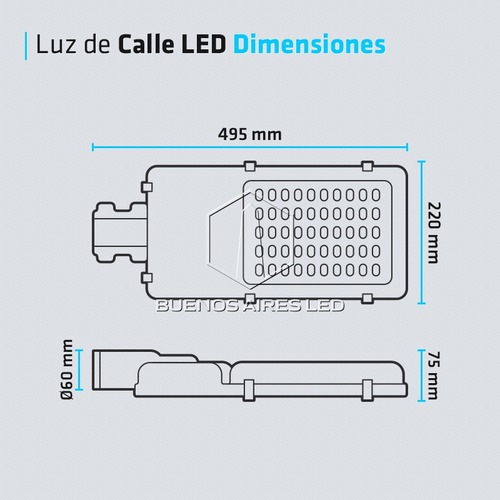 Luminaria Led Calle 60w Luz Blanco Frio Alumbrado Publico
