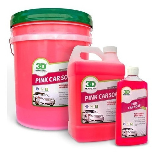 3d Pink Car Soap 4 Lts Shampoo + 50 To 1 Glass Cleaner 4 Lts