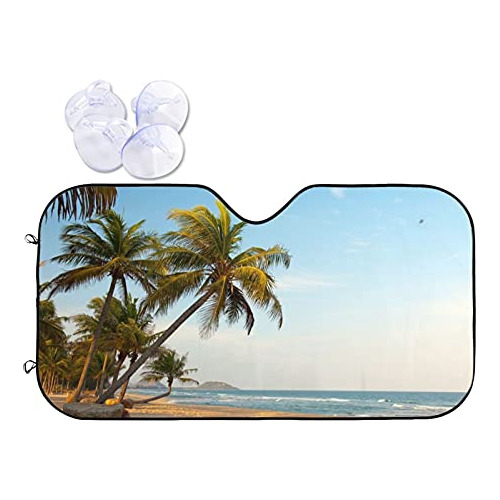 Cool Beach Palm Car Windshield Sun Shade For Trucks Suv...