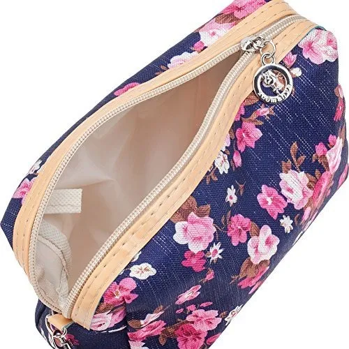 Nylon Azul Marino Lavable Y Duradero. Bolsa De Maquillaje Y