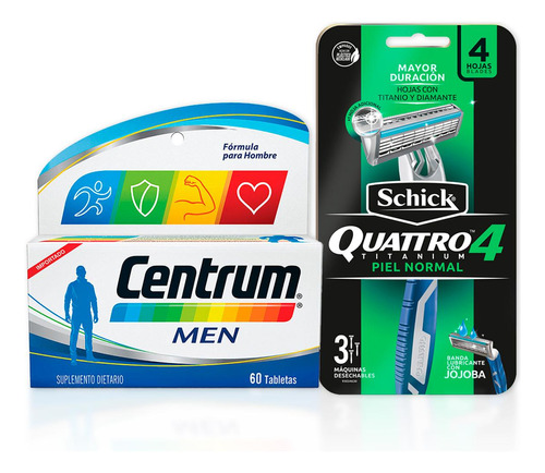 Centrum Men 60 Tabs + Schick Piel Normal Men X3