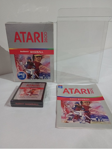 Atari 2600 Baseball En Caja Con Juego, Manual Y Protector A