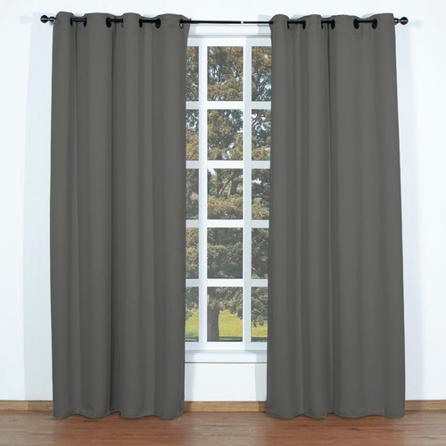 Juego Cortinas Blackout No Dejan Pasar La Luz Gris Color Gris oscuro