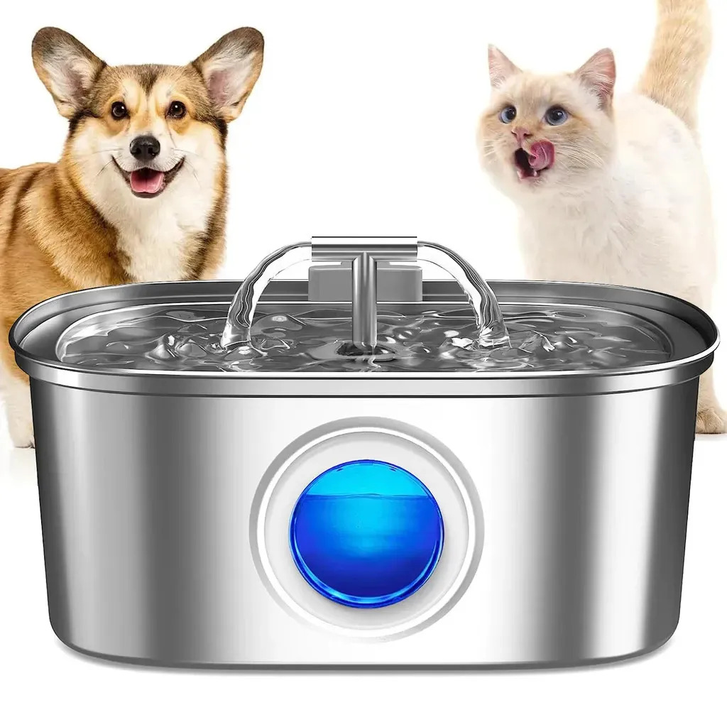 Fonte De Água De Aço Inoxidável Para Gatos E Cãe 3.2l Forma De T Pawponto