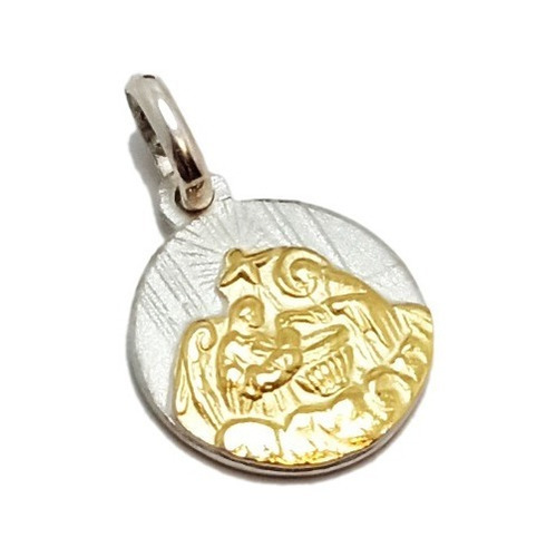 Medalla De Bautismo - Plata 925 Y Oro 18k - 12mm 