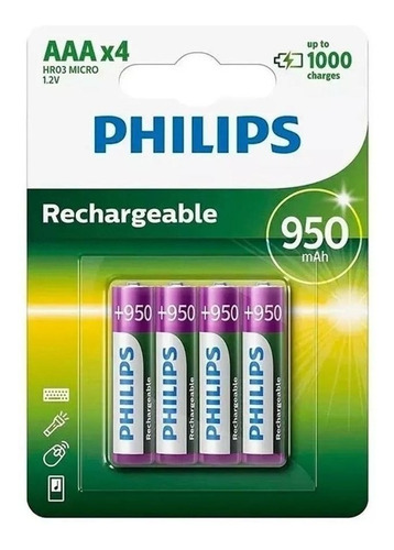 Pila Recargable Aaa 950ma Philips Blister Por 4