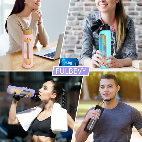 Botella De Agua De Vidrio 1 Litro Vaso Motivacional Con Tapa