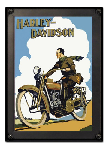 #610 - Cuadro Vintage 21 X 29 Cm / Moto Harley Davidson 