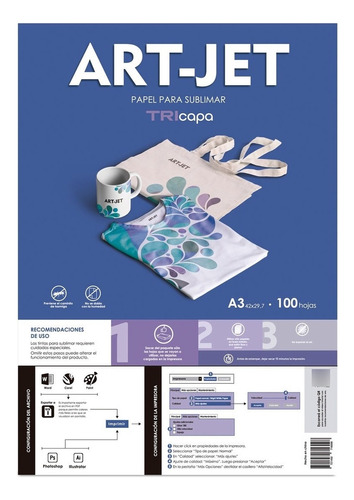 Papel Para Sublimar Específico A3 Art-jet® 100 Hojas Tricapa